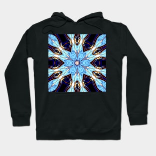 Psychedelic Mandala Flower Blue Orange and White Hoodie